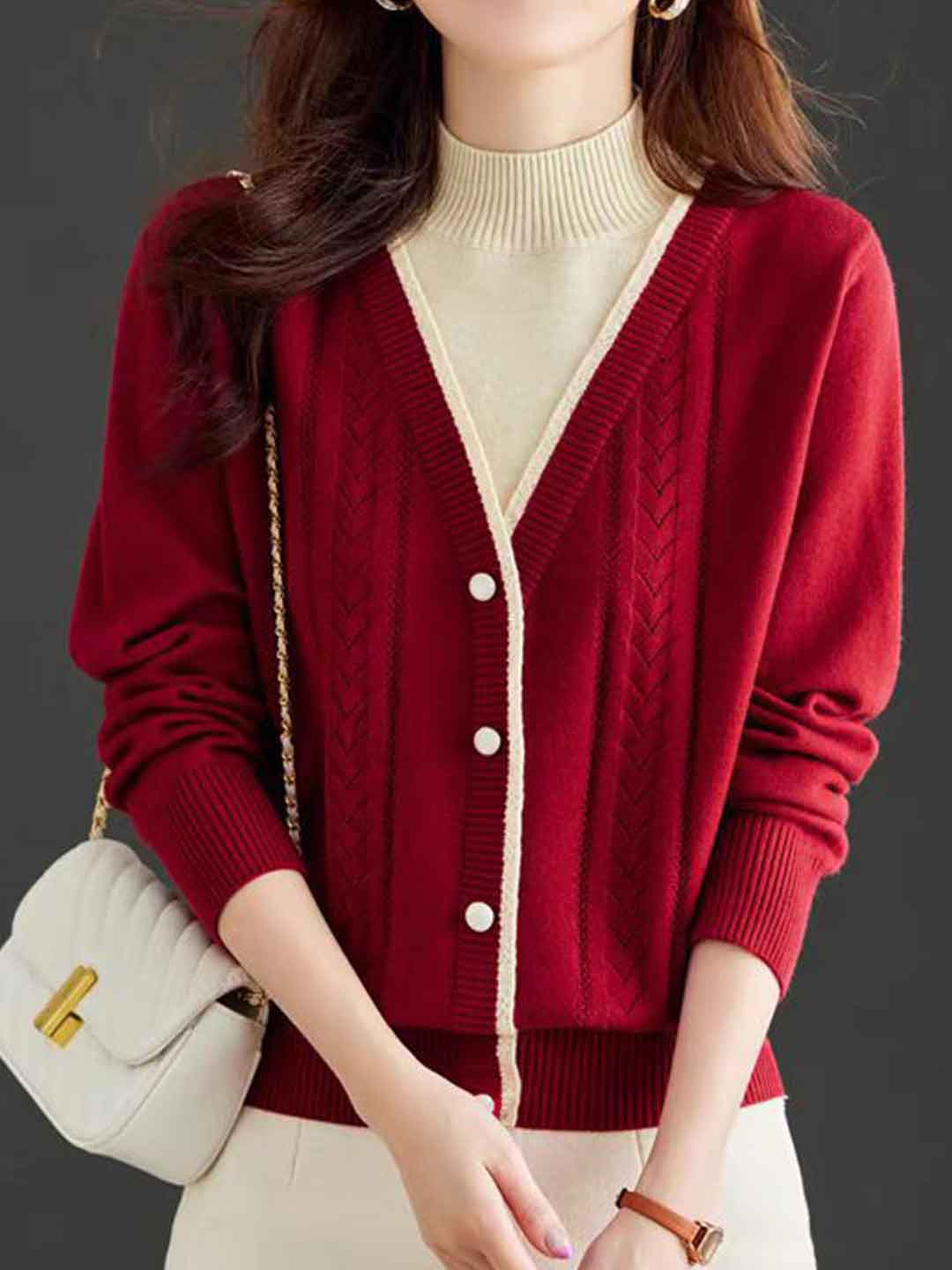 Valeria Loose Turtleneck Mock Two-Piece Knitted Sweater