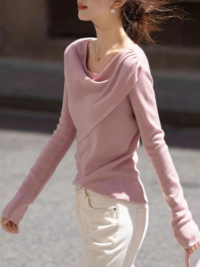 Lily Slim Swing Collar Knitted Top