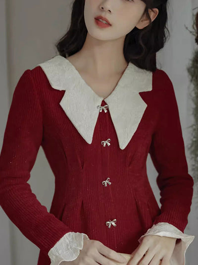 Sarah Classic Doll Collar Contrasting Color Dress