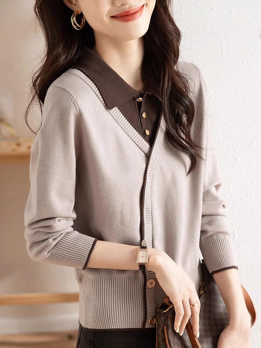 Emily Casual Irregular Patchwork Knitted Sweater