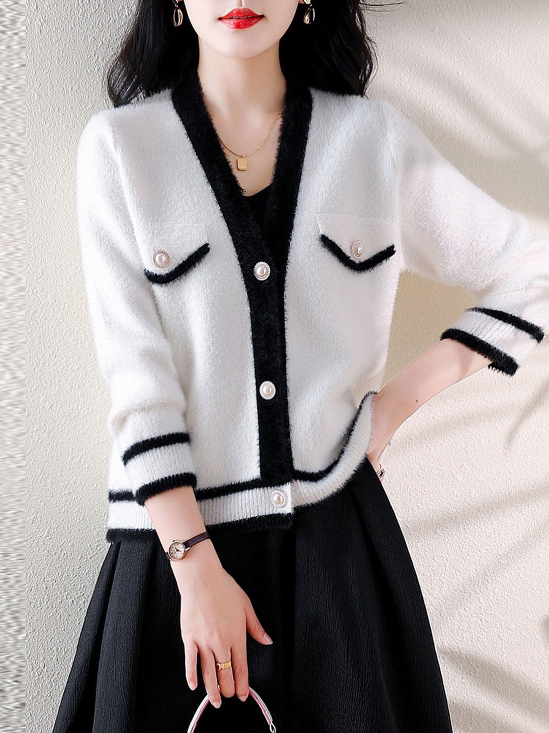 Natalie Classic V-Neck Button Knitted Cardigan