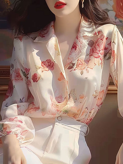 Emily Retro Printed Lapel Shirt