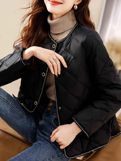 Olivia Classic Crew Neck Tweed Plaid Winter Coat