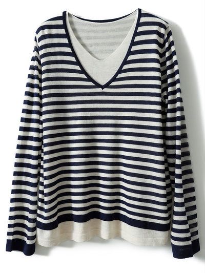 Camila Classic Contrasted Knitted Striped Sweater