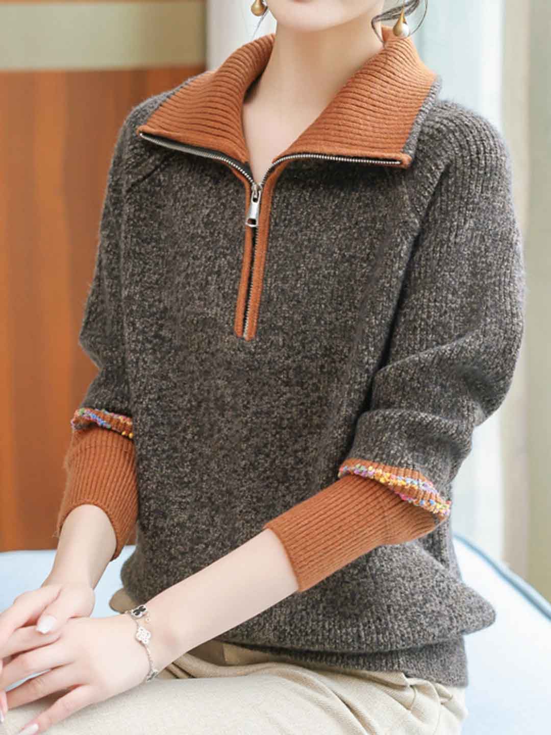 Madeline Loose Lapel Knitted Pullover Sweater