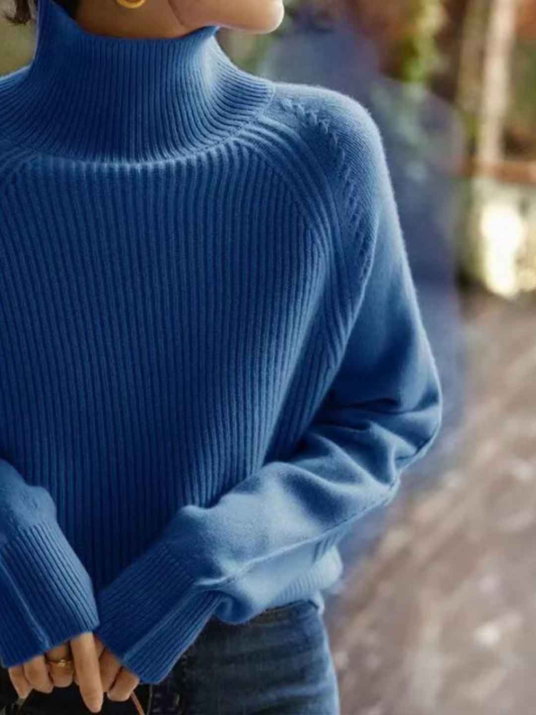 Charlotte Classic Turtleneck Solid Color Knitted Sweater