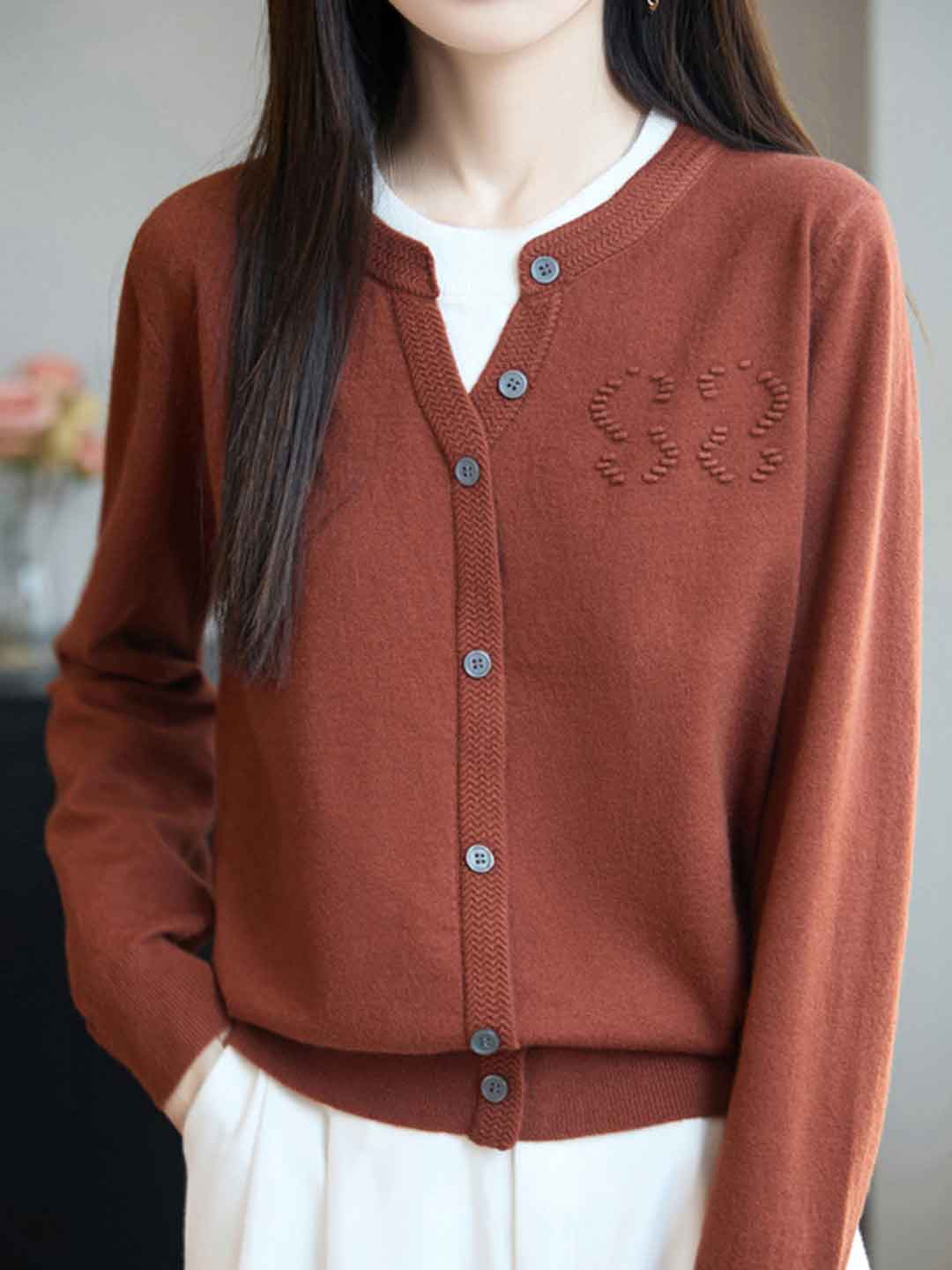 Sophie Casual Crew Neck Mock Two-Piece Pullover Knitted Top