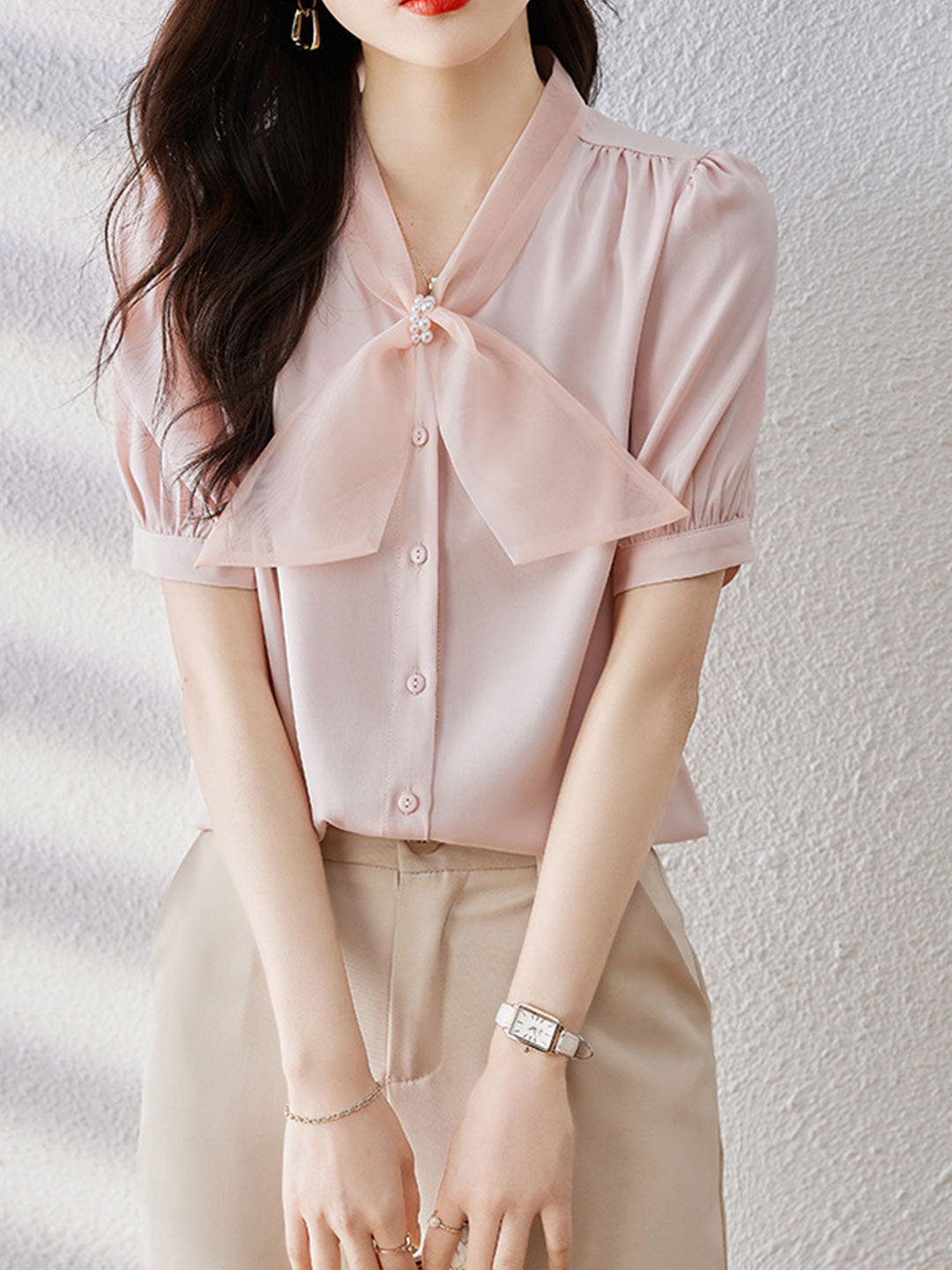 Kayla Classic Bow Chiffon Shirt