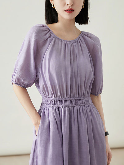 Gabrielle Elegant Crew Neck Waist Dress