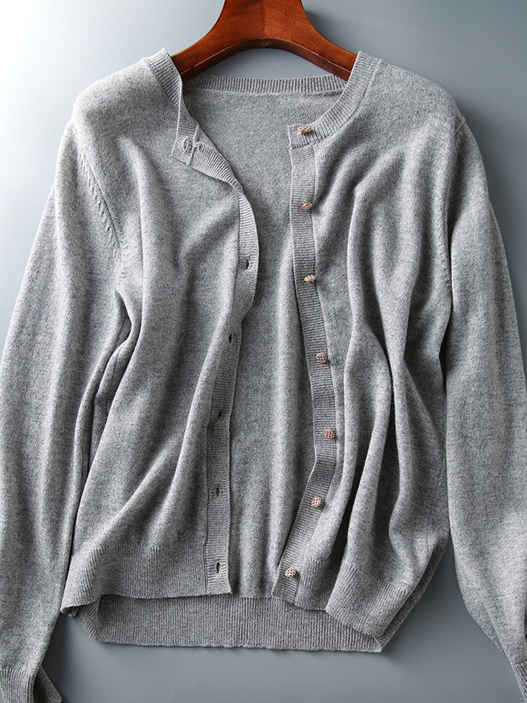 Sophia Classic Crew Neck Solid Color Knitted Cardigan