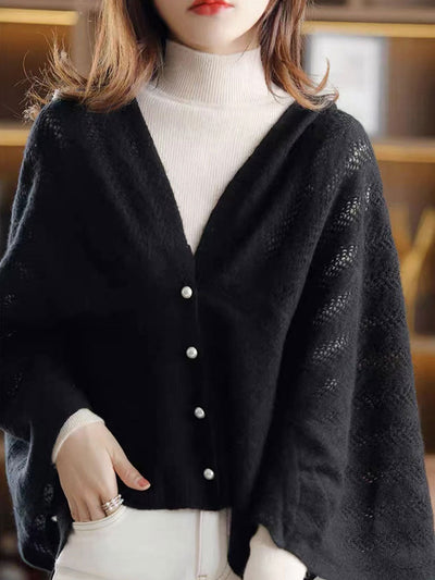 Taylor Hollowed Knitted Scarf Cape Sweater