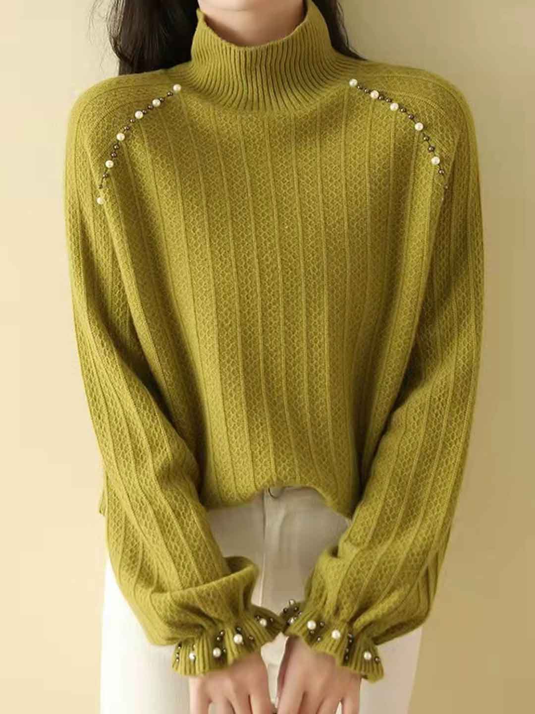 Kimberly Vintage Crew Neck Beaded Knitted Sweater