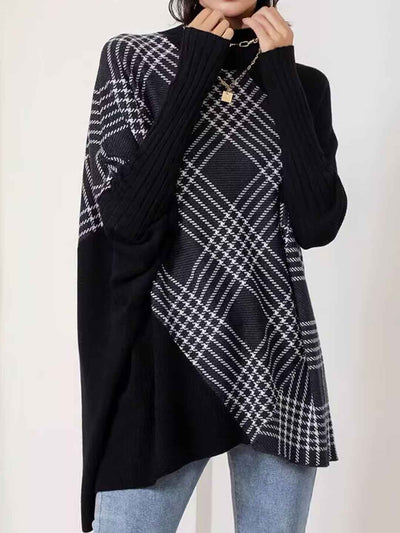 Kaitlyn Loose Turtleneck Irregular Knitted Pullover Cape