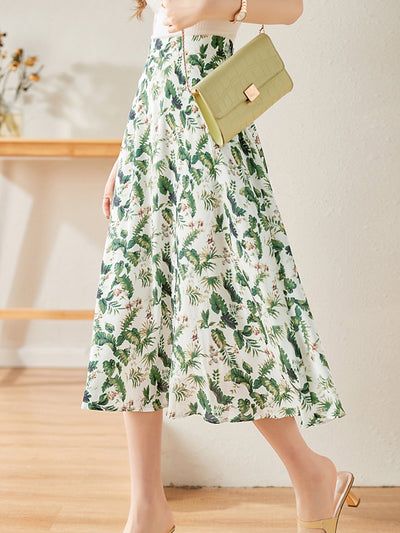 Camila Elegant Floral Printed A-line Skirt