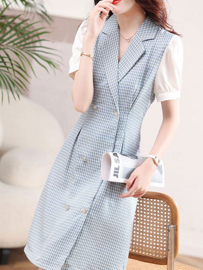Madeline Classic Plaid Suit Panel Dress