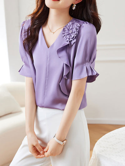 Natalie Elegant Lace Chiffon Shirt
