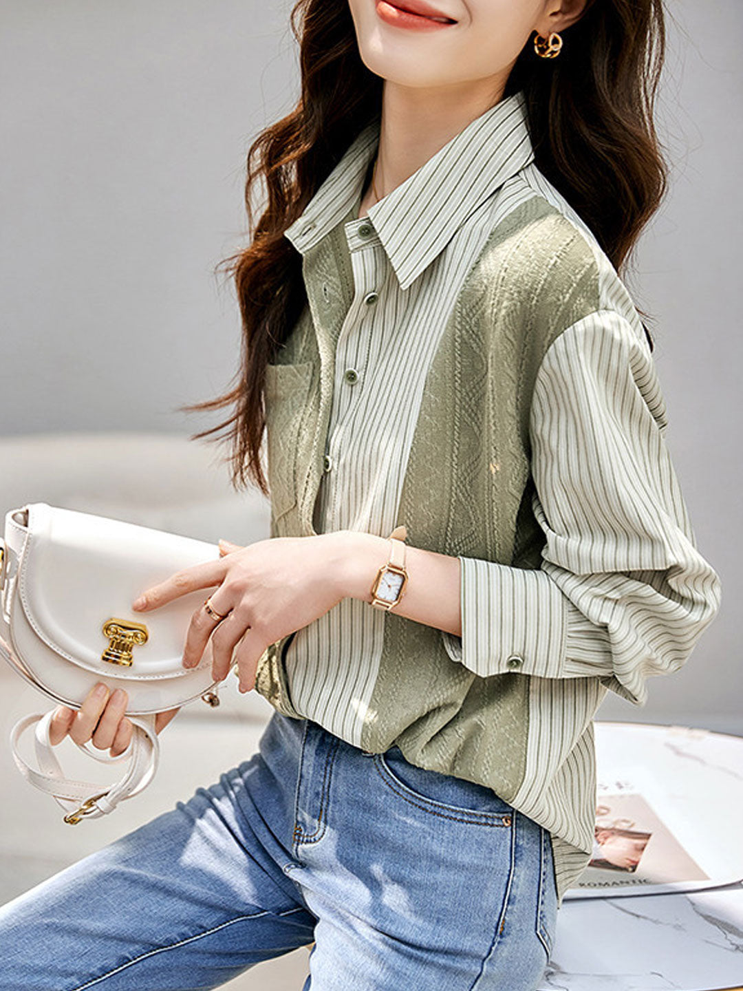 Jessica Casual Polo Patchwork Shirt