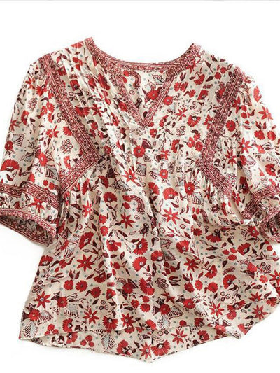 Grace Classic Puff Sleeve Printed Top