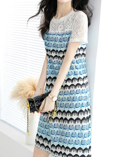 Kaitlyn Elegant Contrast Color Printed Dress