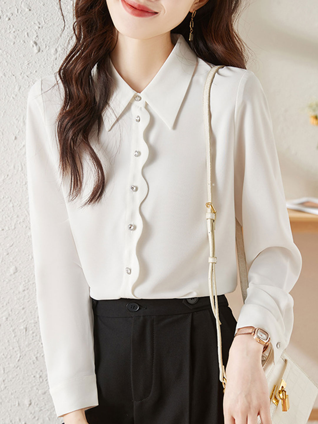 Hannah Elegant Chiffon Button Shirt