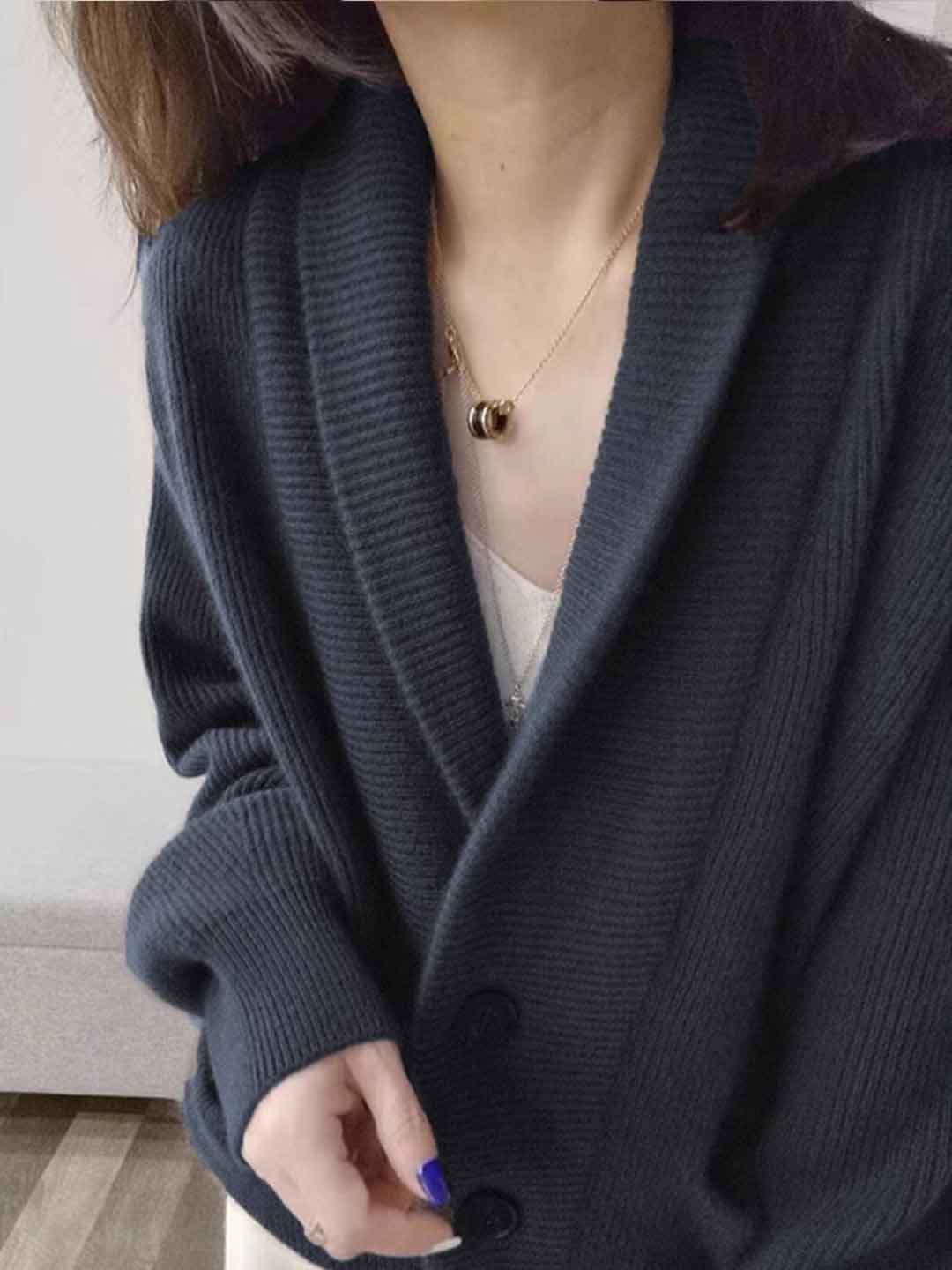 Kylie Loose Lapel Knitted Cardigan Sweater