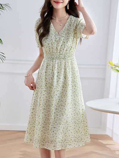 Sophia Vintage V-Neck Floral Dress