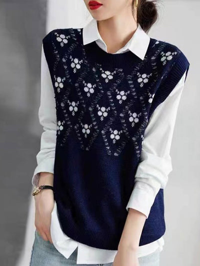 Madison Classic Geometric Pullover Knitted Vest Sweater