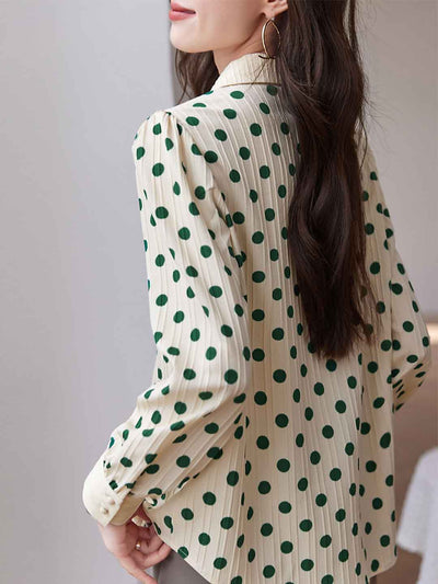 Madelyn Vintage Polka Dot Collar Shirt Top