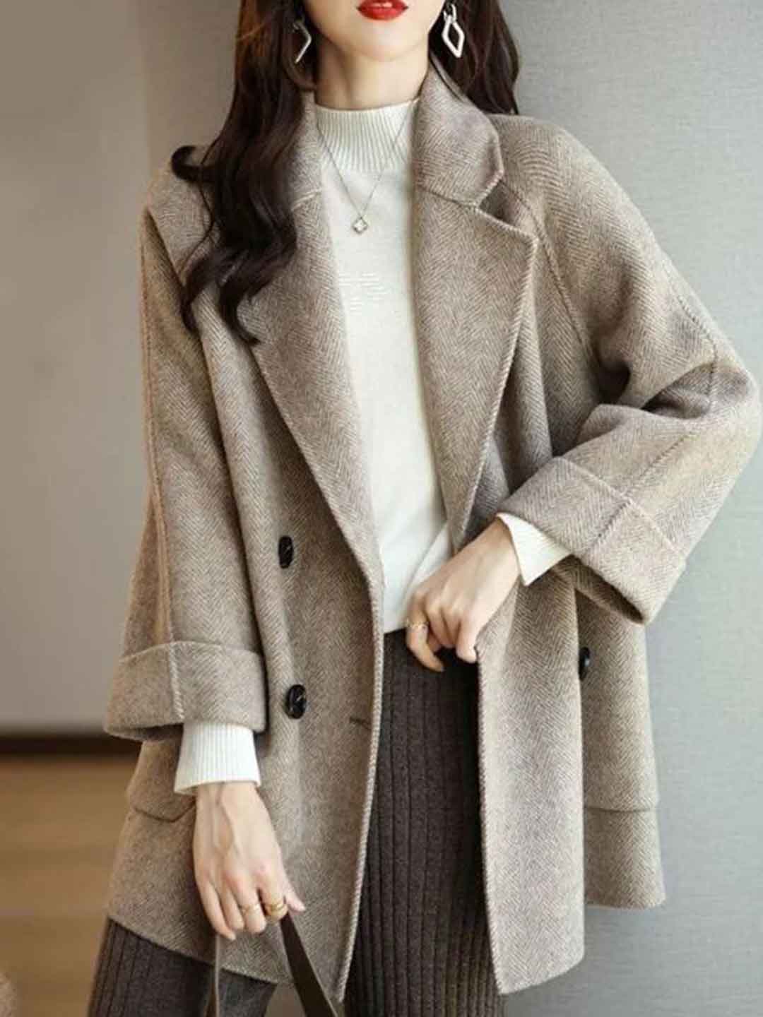 Allison Loose Suit Collar Solid Color Coat