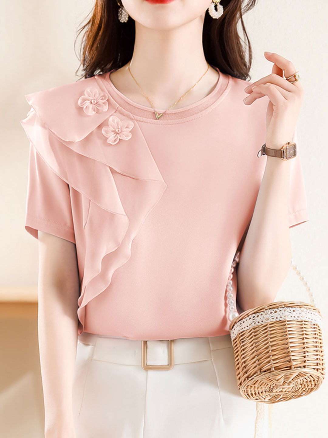 Kayla Classic Ruffle Chiffon Top