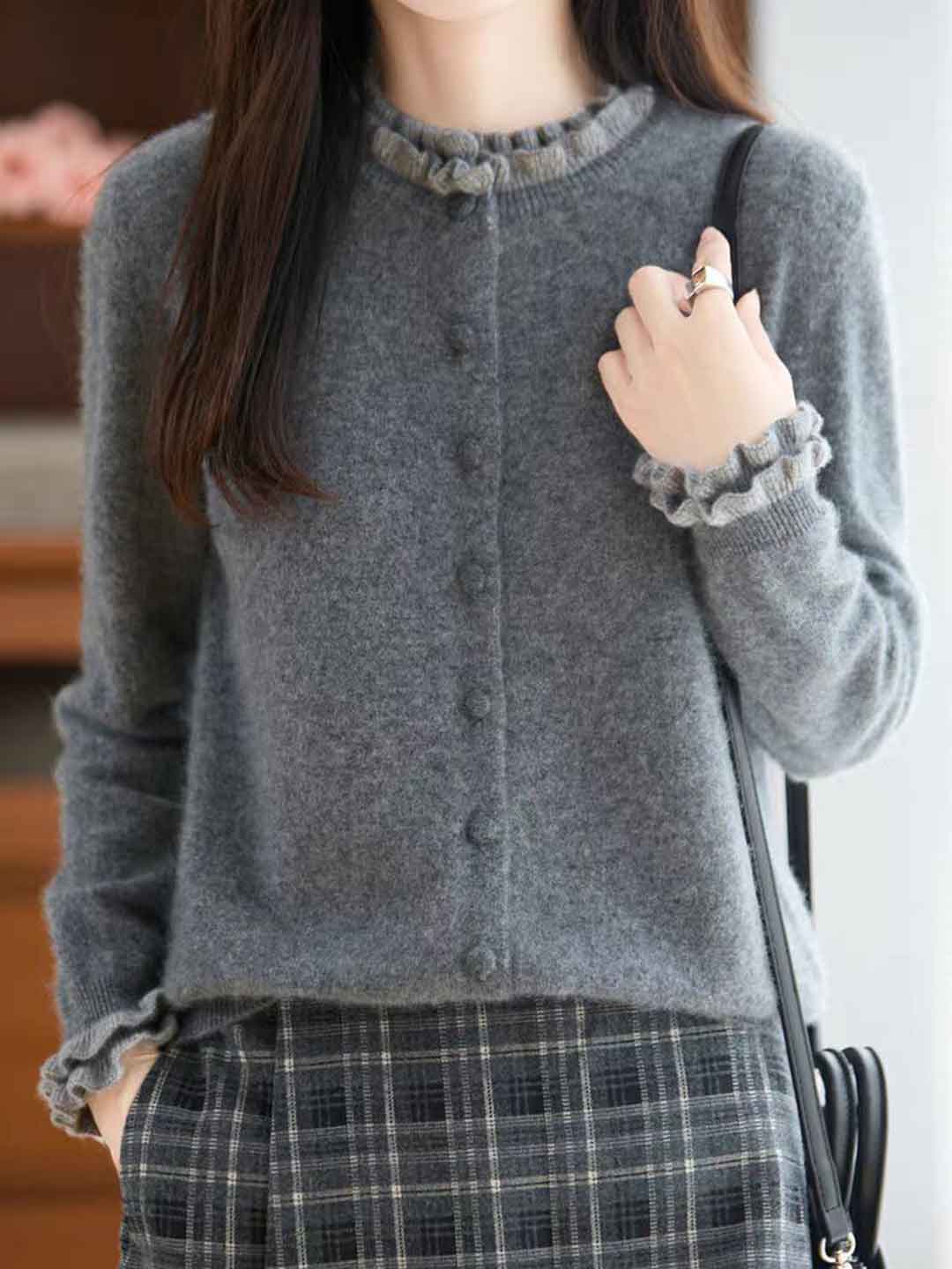 Sofia Classic Auricular Mock Two-Piece Knitted Cardigan