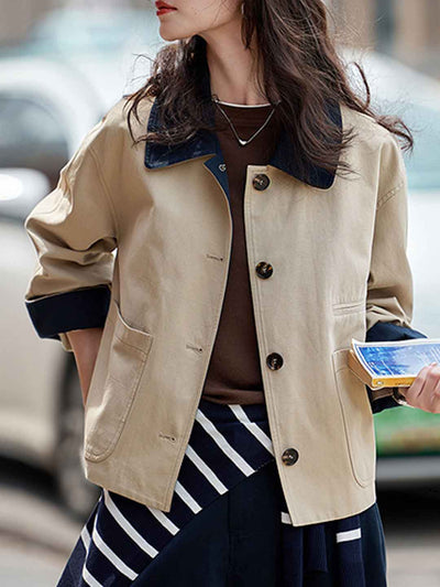 Chloe Casual Lapel Colorblocked Jacket