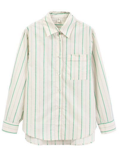 Molly Retro Lapel Striped Shirt