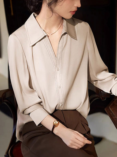 Alexis Elegant V-Neck Color Shirt