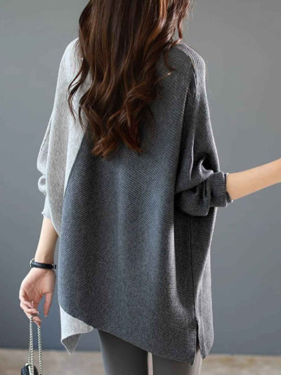 Taylor Casual Batwing Sleeve Colorblocked Knitted Sweater