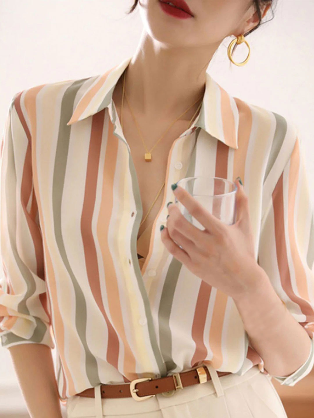 Taylor Vintage V-neck Striped Shirt
