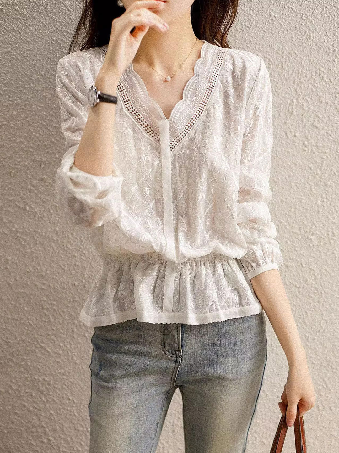 Abigail Retro Butterfly Embroidered Slim Top