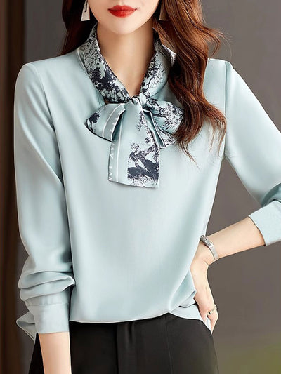 Sophia Classic V-neck Printed Chiffon Shirt