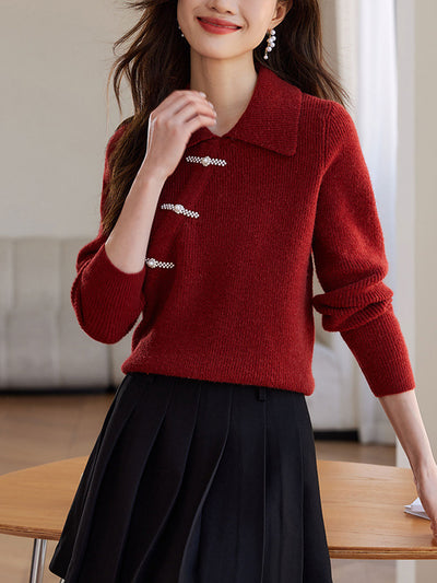 Emma Classic Polo Disc Button Knitted Sweater