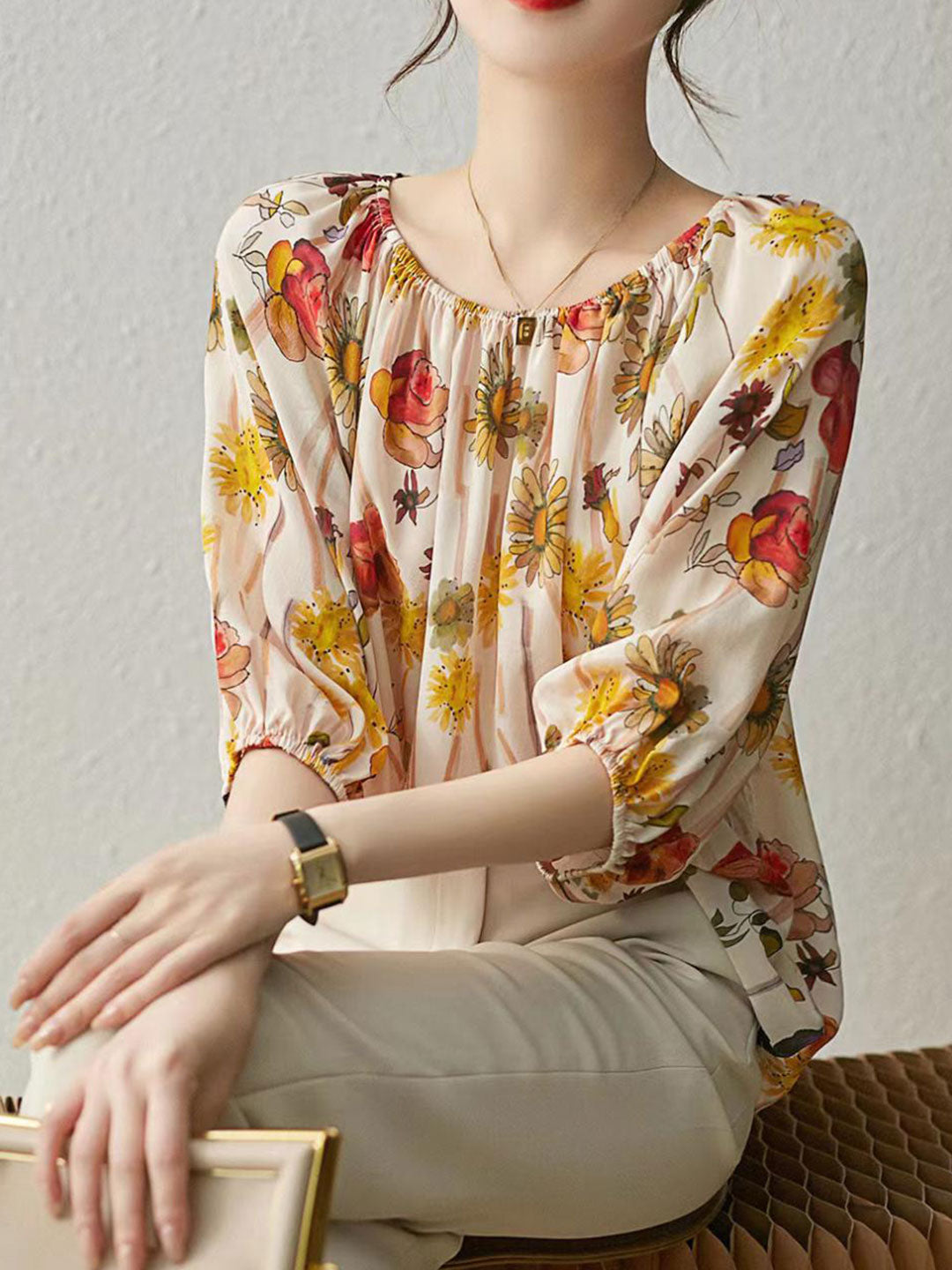 Ava Classic Off-shoulder Printed Top