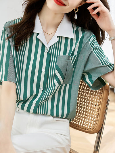 Trinity Casual Striped Matched Color Shirt