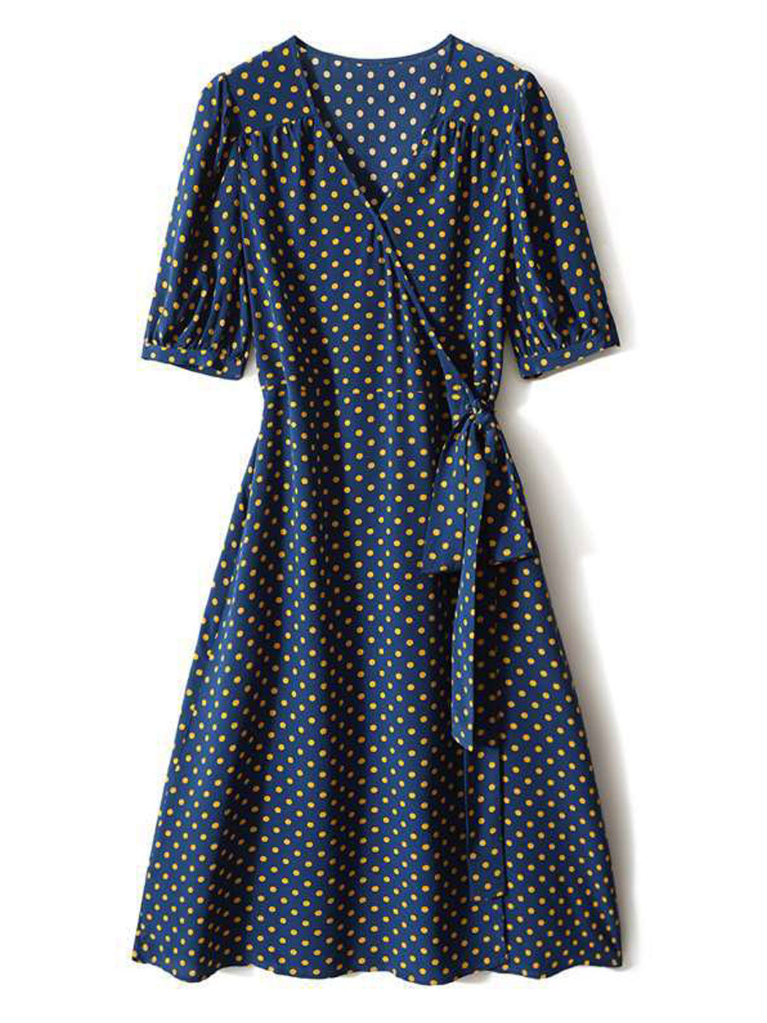 Madison Classic V-neck Polka-dot Dress