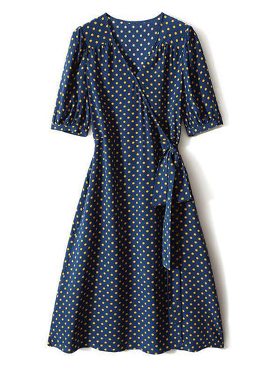 Madison Classic V-neck Polka-dot Dress