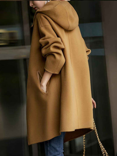 Grace Casual Hooded Solid Color Trench Coat