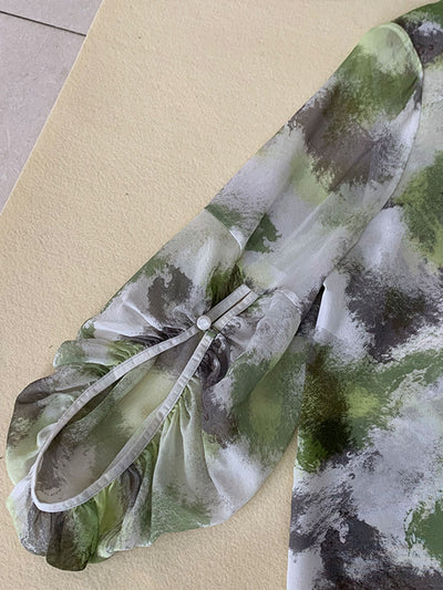 Natalie Casual Crew Neck Printed Top-Green