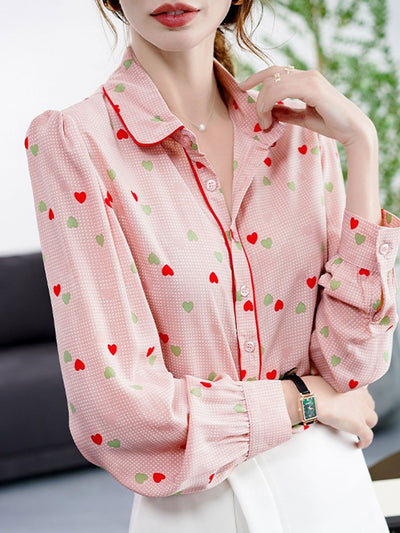 Bella Classic Lapel Printed Chiffon Shirt