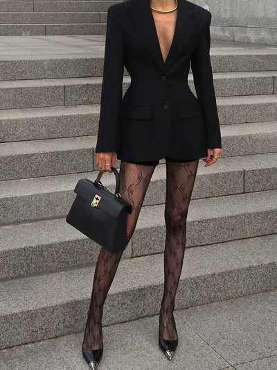 Tulle Sheer Tights With Bow Pattern