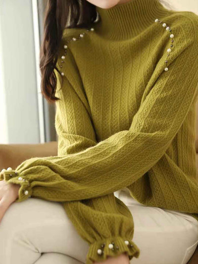 Kimberly Vintage Crew Neck Beaded Knitted Sweater