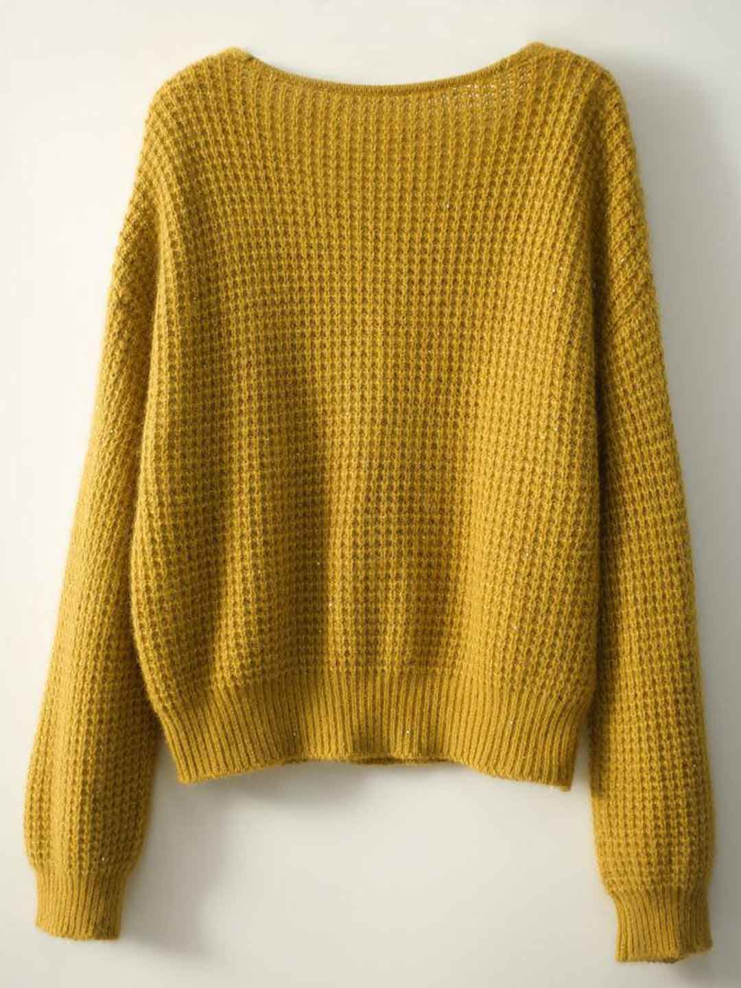 Jessica Loose V-Neck Solid Color Knitted Sweater