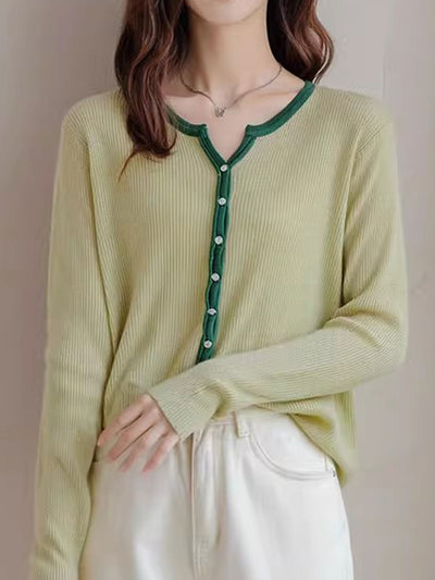 Madison Classic V-Neck Colorblock Knitted Sweater